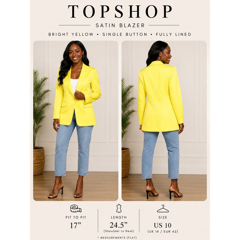 Topshop Neon Yellow Single Button Blazer Jacket Size US 10 UK 14 EUR 42
